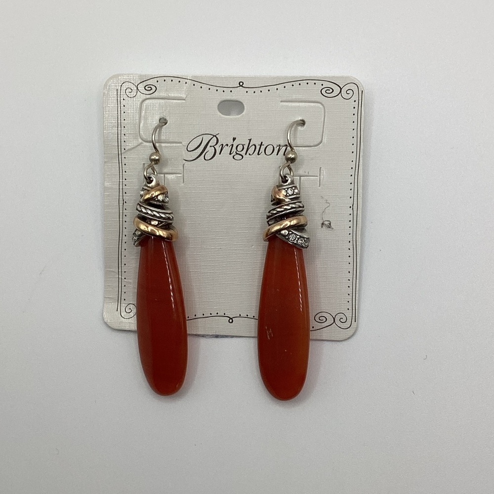 Brighton NEPTUNE'S RINGS Pyramid Carnelian French Earrings NWT